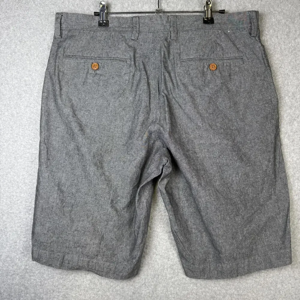 J. Crew Men's Size 35 Rivington Gray Flat Front Chino Shorts Cotton